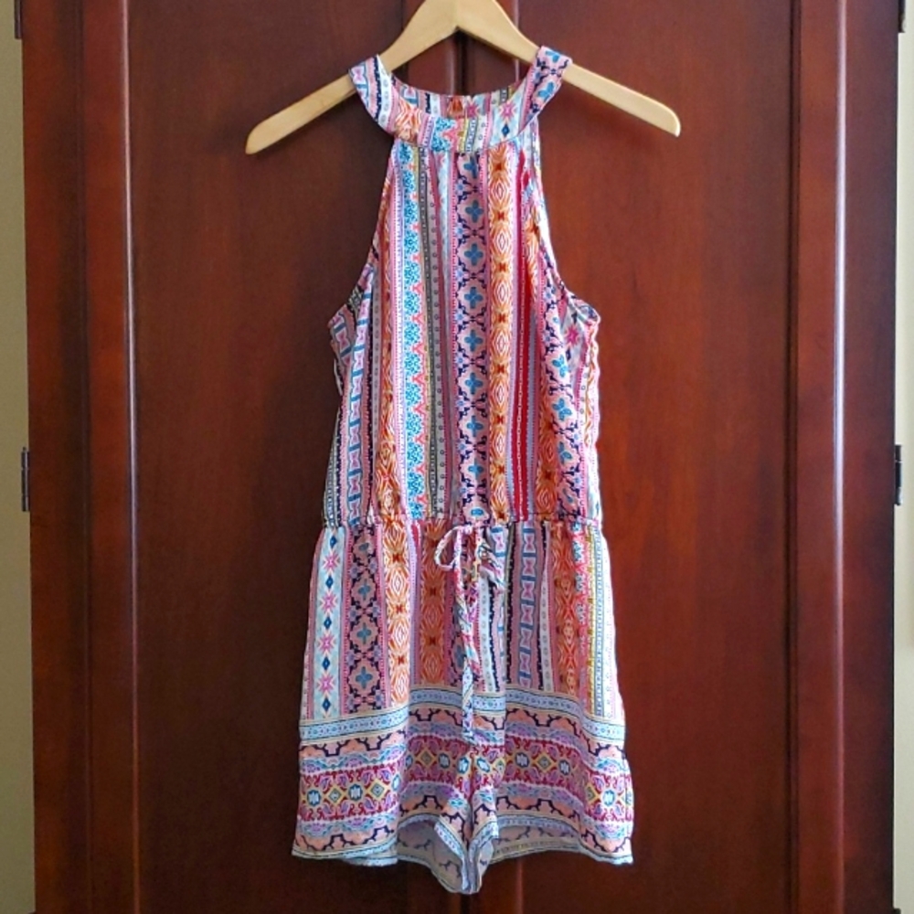 BeBop Tribal Print Halter Neck Romper